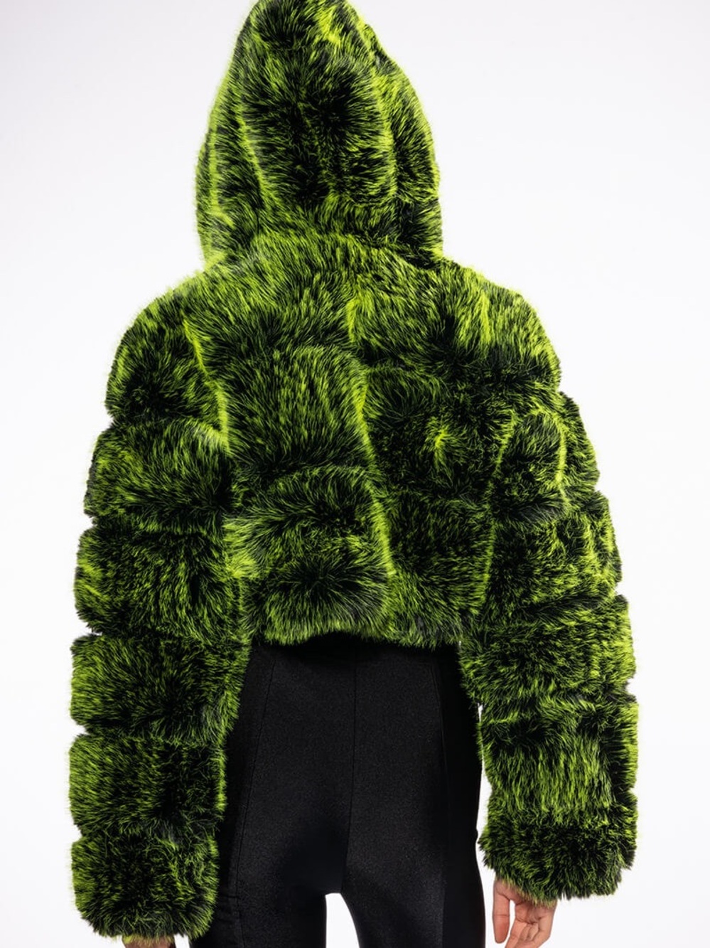 Azalea Wang nwt L Women's Vibrant Green Faux Fur Hooded Teddy Jacket coat thick - Picture 7 of 16